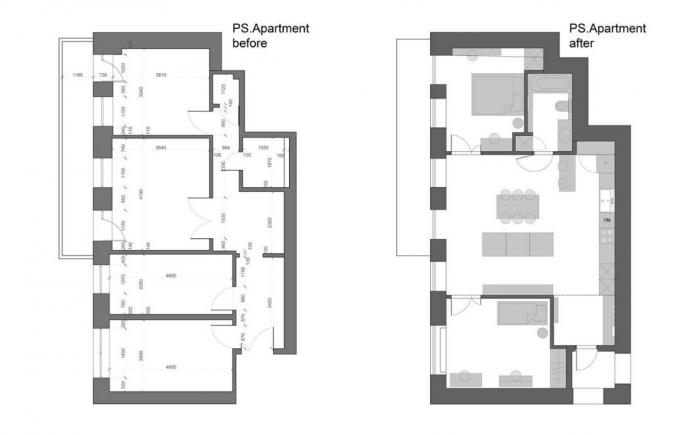 एक आधुनिक दो बेडरूम का अपार्टमेंट में वर्ष treshki 67 वर्ग मीटर से