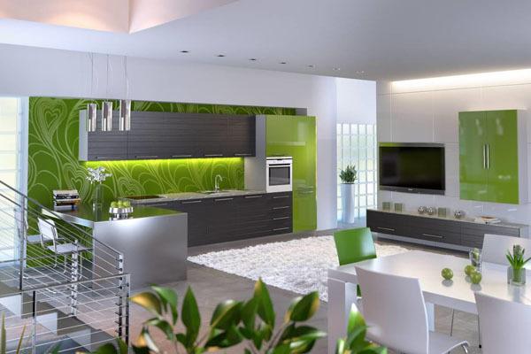 हरे टन में रसोई डिजाइन - फैशनेबल और स्टाइलिश