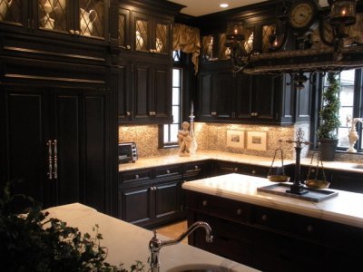 काला फर्नीचर रसोई घर के इंटीरियर में लालित्य और घुलनशीलता देता है