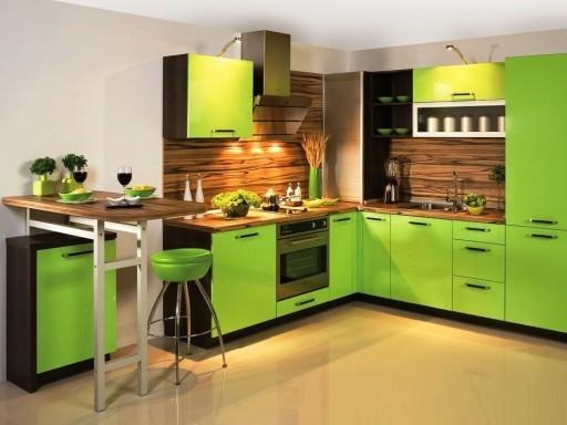 हरे और सफेद रसोई - चूने का रंग