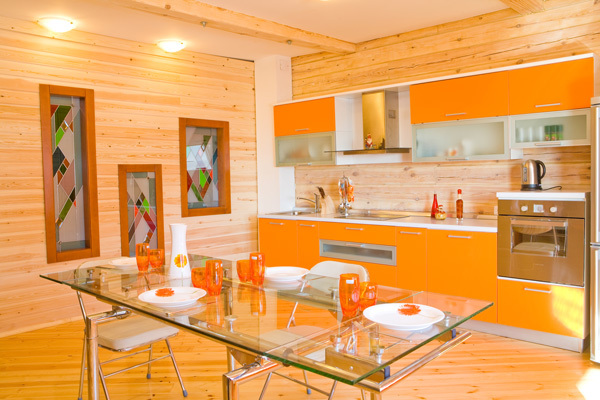 नारंगी में रसोई डिजाइन