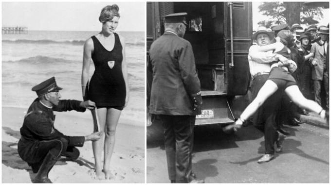 "अभद्र" स्नान सूट में महिला गिरफ्तार किया जाना चाहिए! (1920 गु, संयुक्त राज्य अमरीका)। 