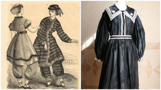 तैराकी पोशाक 19 वीं सदी: असहज है, लेकिन सभ्य।