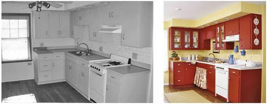 पहले और बाद में रसोई नवीकरण