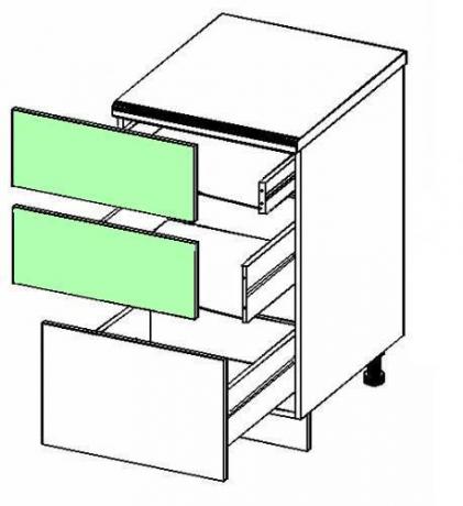 तीन 800 मिमी दराज के साथ काम की मेज।